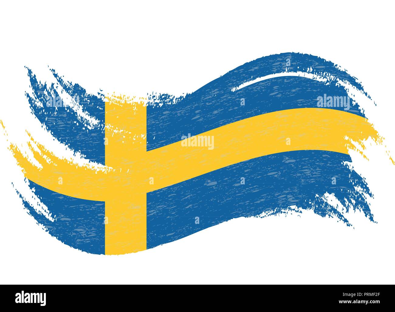 National Flag Of Sweden, Designed Using Brush Strokes,Isolated On A ...