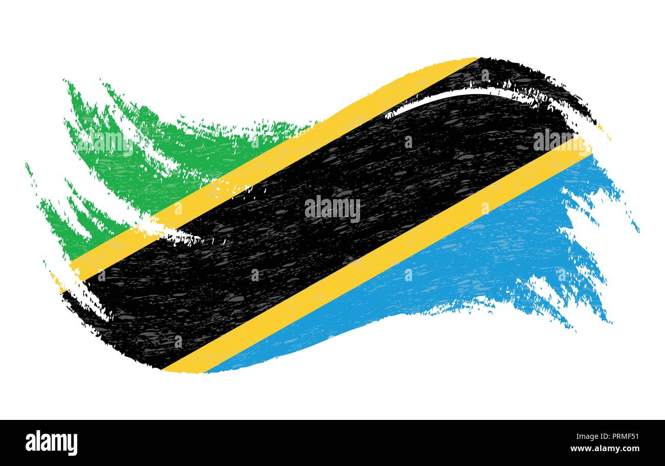 National Flag Of Tanzania, Designed Using Brush Strokes,Isolated On A ...