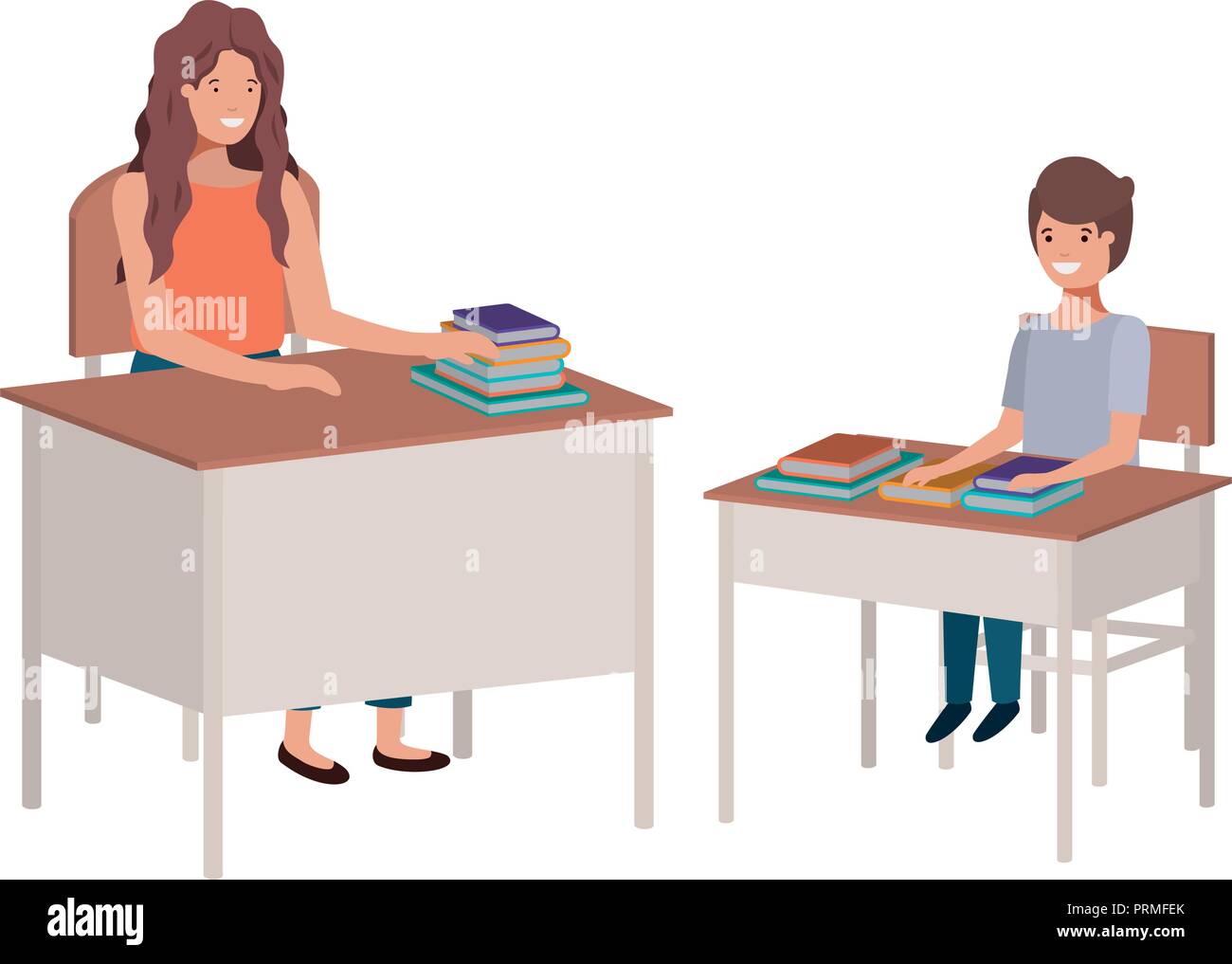 female teacher in the classroom with student Stock Vector Image & Art ...