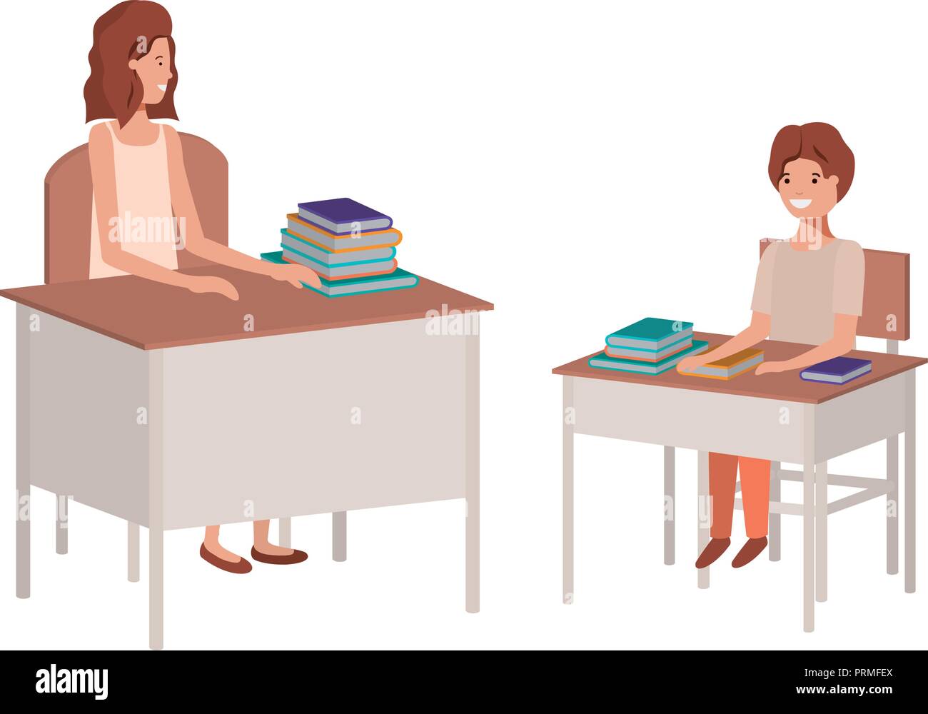 female teacher in the classroom with student Stock Vector Image & Art ...