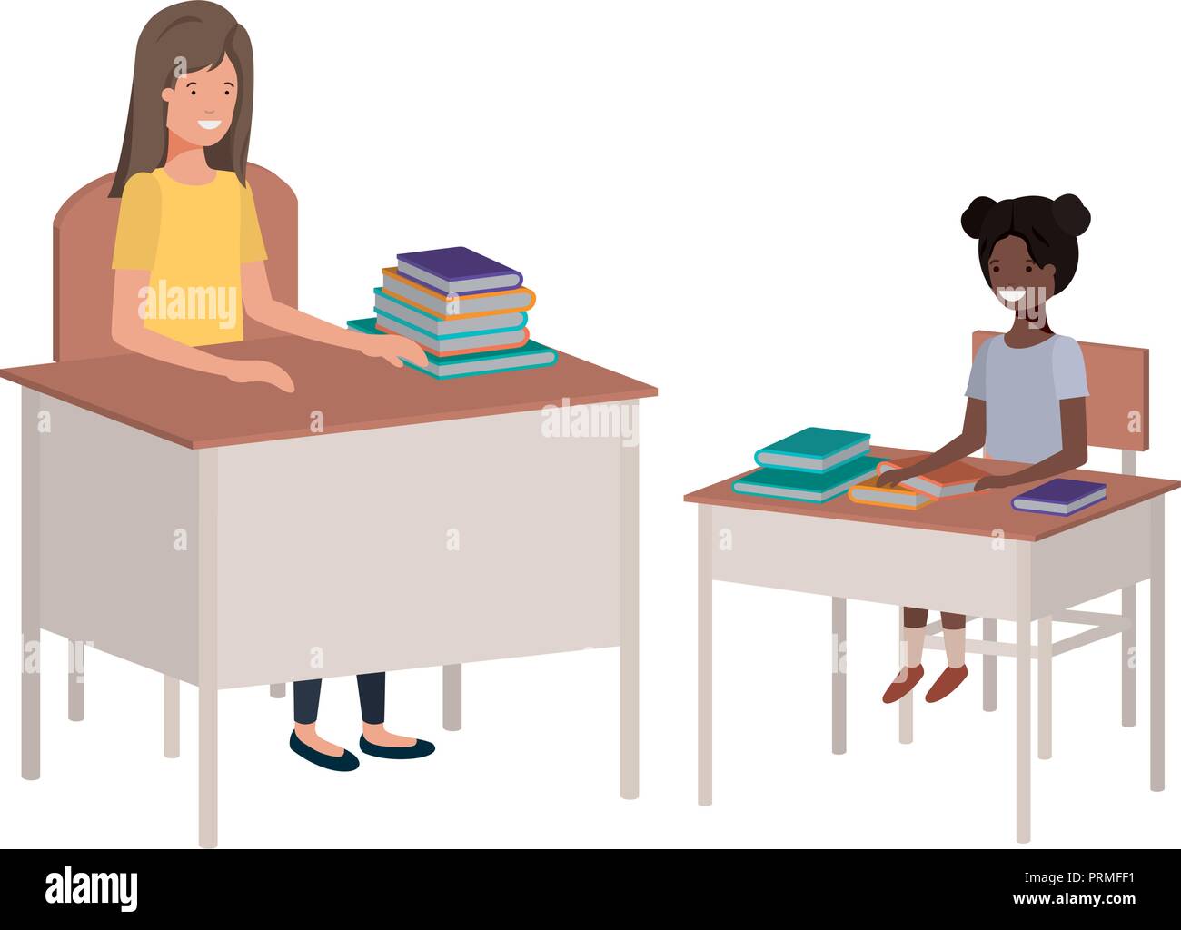 female teacher in the classroom with student Stock Vector Image & Art ...
