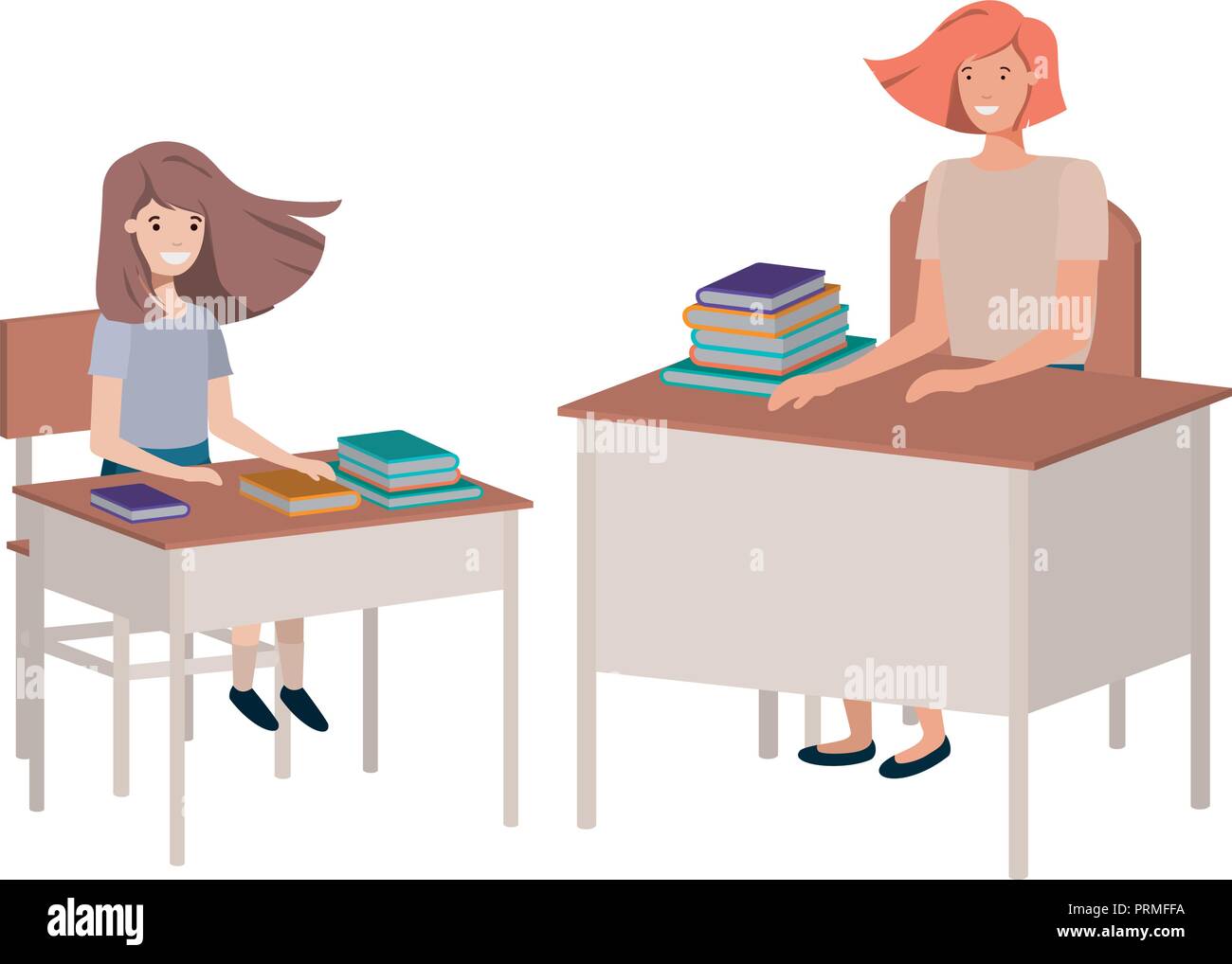 female teacher in the classroom with student Stock Vector Image & Art ...