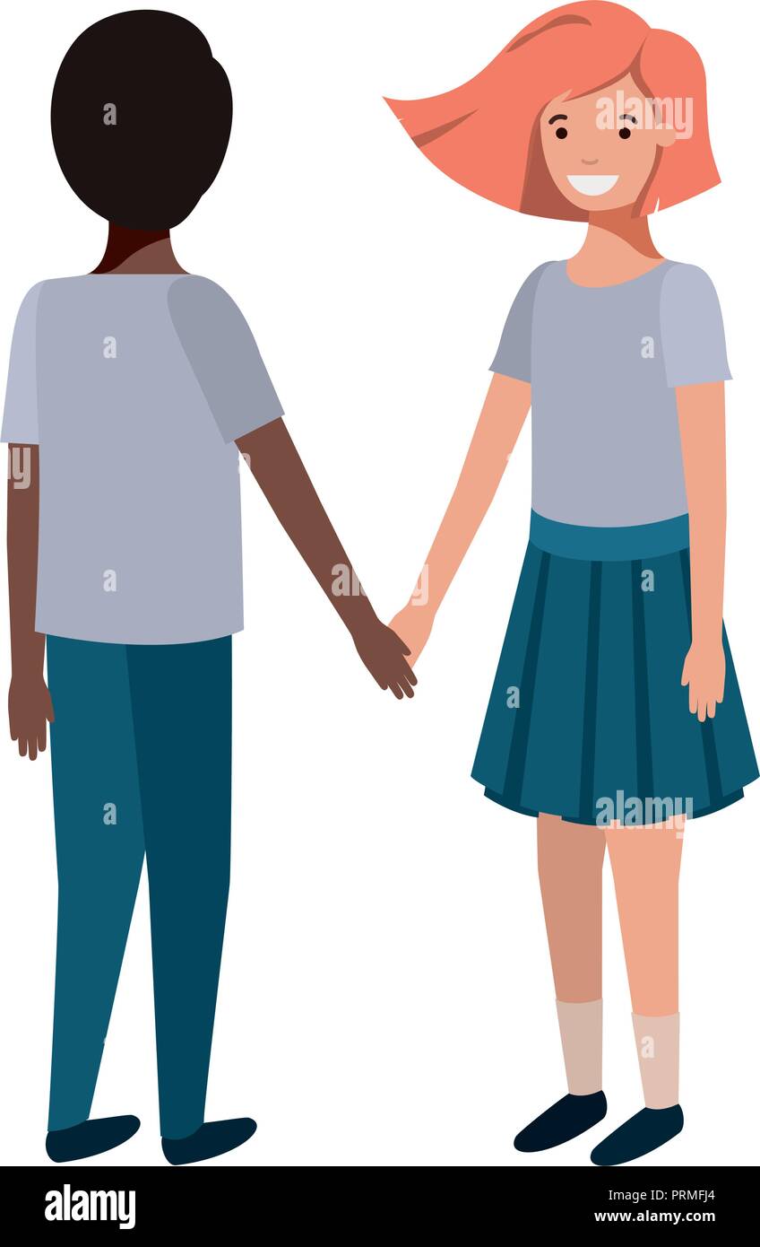 friendly teenagers ethnicity couple characters Stock Vector Image & Art ...