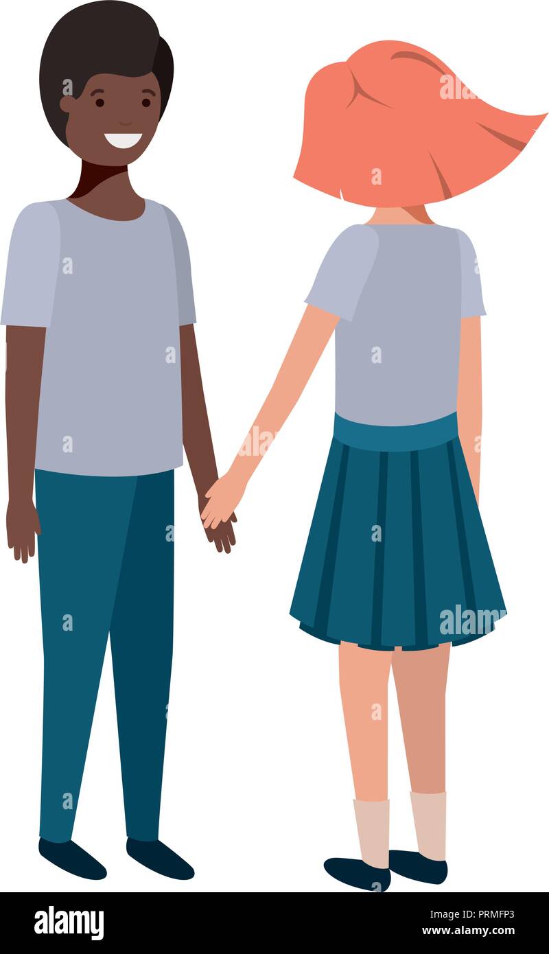 friendly teenagers ethnicity couple characters Stock Vector Image & Art ...