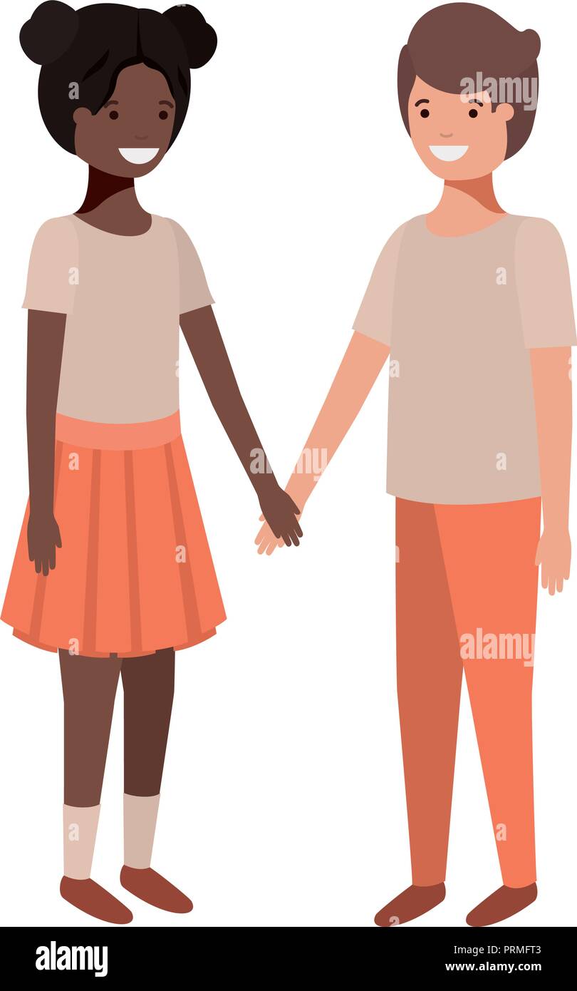 friendly teenagers ethnicity couple characters Stock Vector Image & Art ...