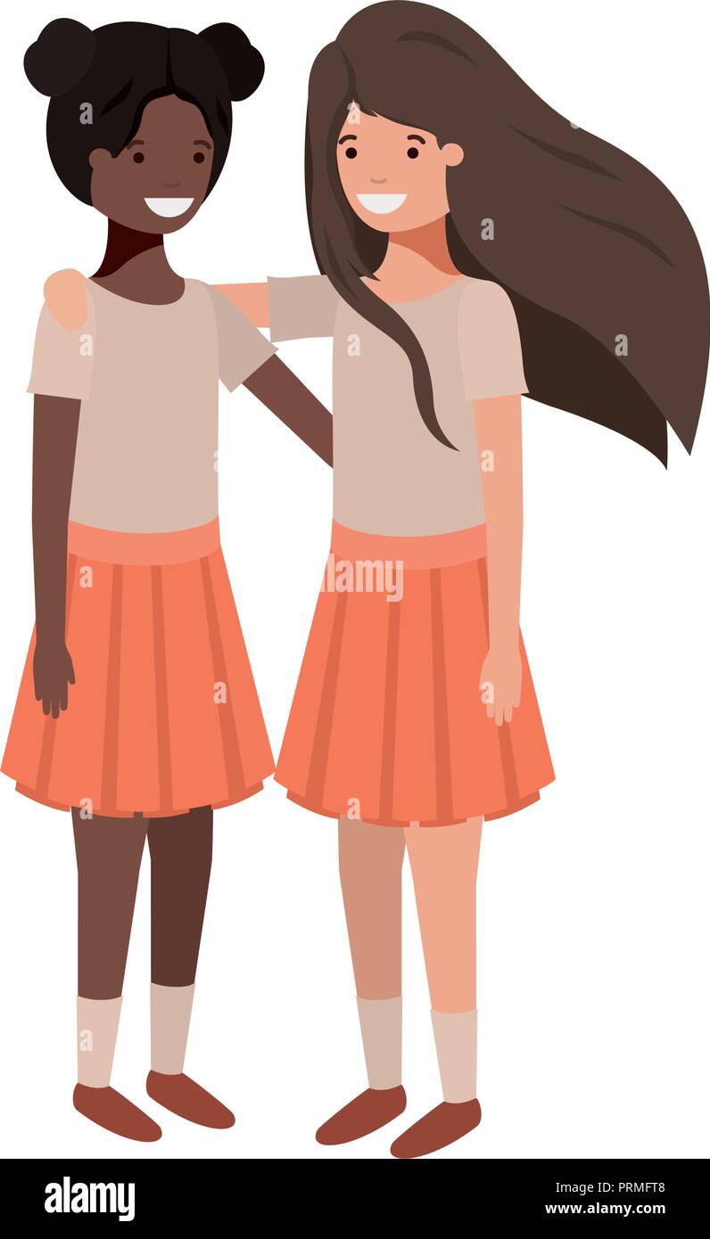 friendly teenagers ethnicity girls characters Stock Vector Image & Art ...