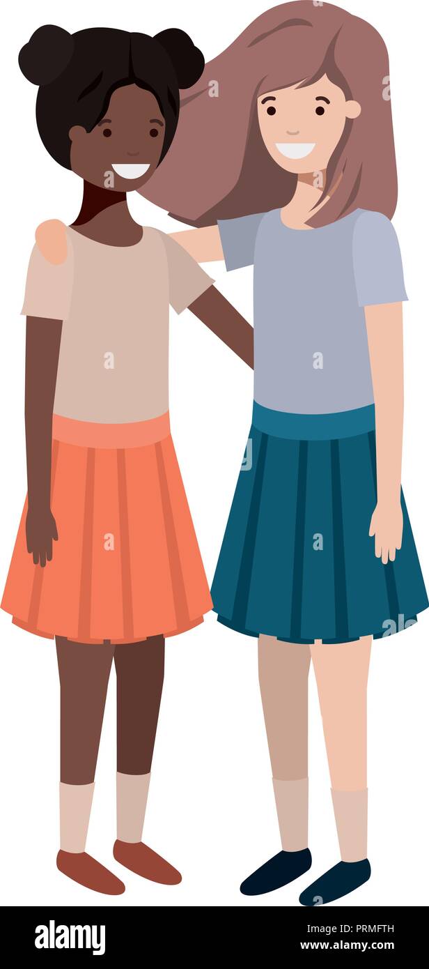 friendly teenagers ethnicity girls characters Stock Vector Image & Art ...