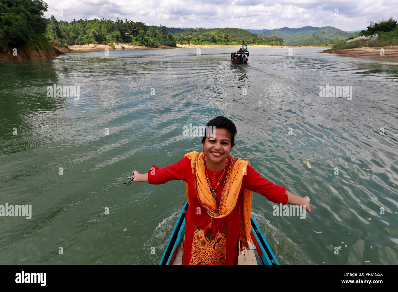 Sylhet, Bangladesh - September 23, 2018: Lalakhal,which is another top tourist attraction in Jaintapur Upazilla, is covered with hills, natural forest Stock Photo