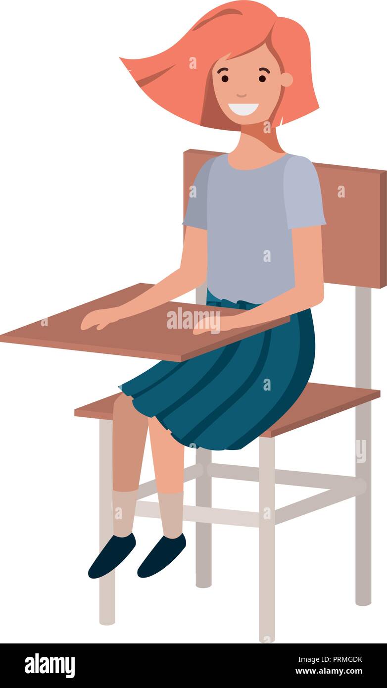 young student girl sitting in school chair Stock Vector Image & Art - Alamy