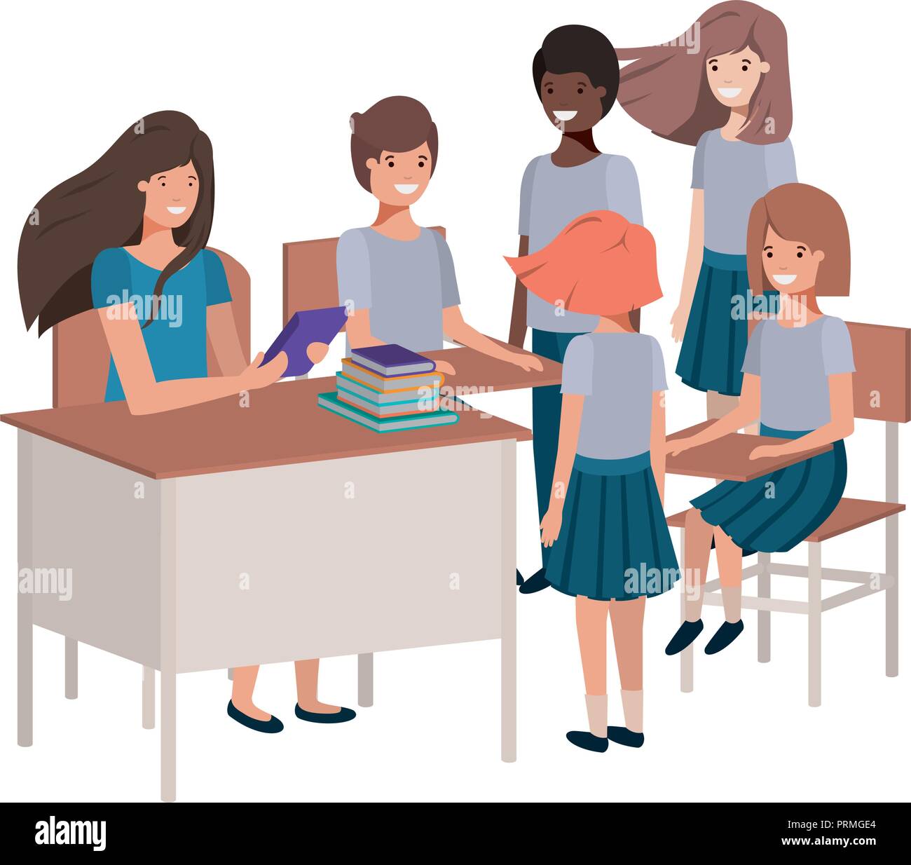 female teacher in the classroom with students Stock Vector Image & Art ...