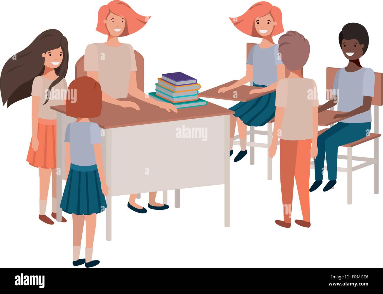 female teacher in the classroom with students Stock Vector Image & Art ...
