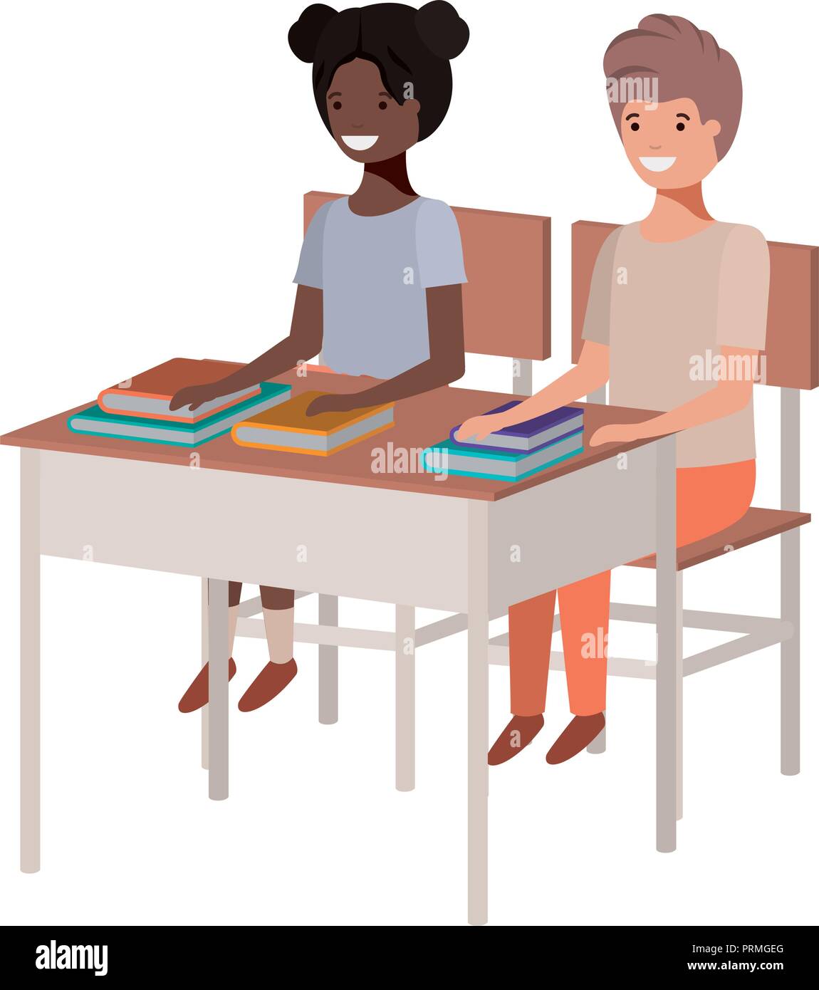 young students sitting in school desk Stock Vector Image & Art Alamy