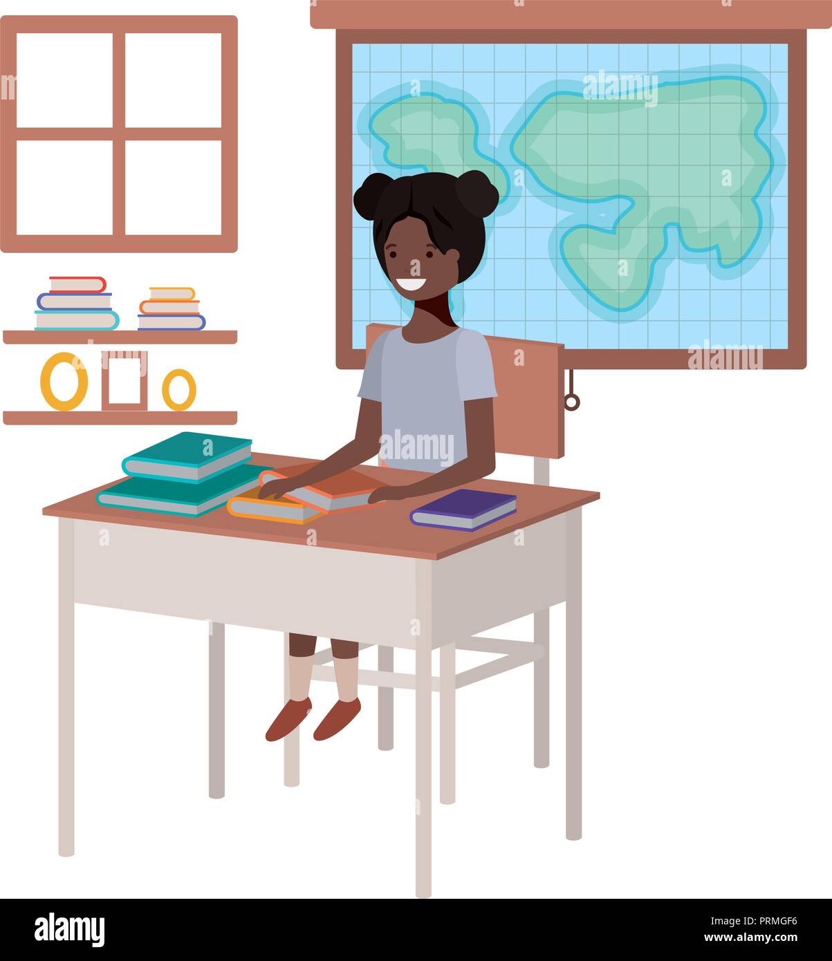 young student black girl in geography classroom Stock Vector Image ...