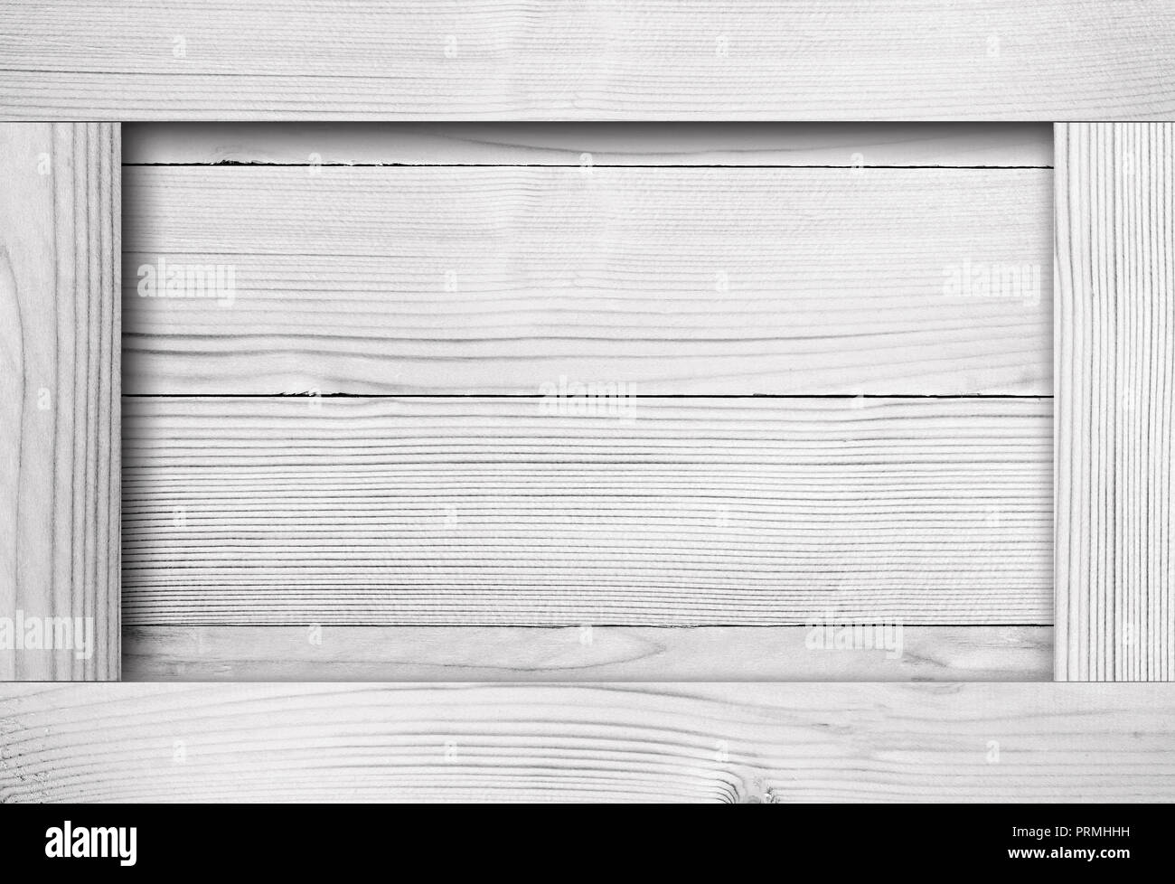 Side of old white wooden crate, box, planks or frame for text or