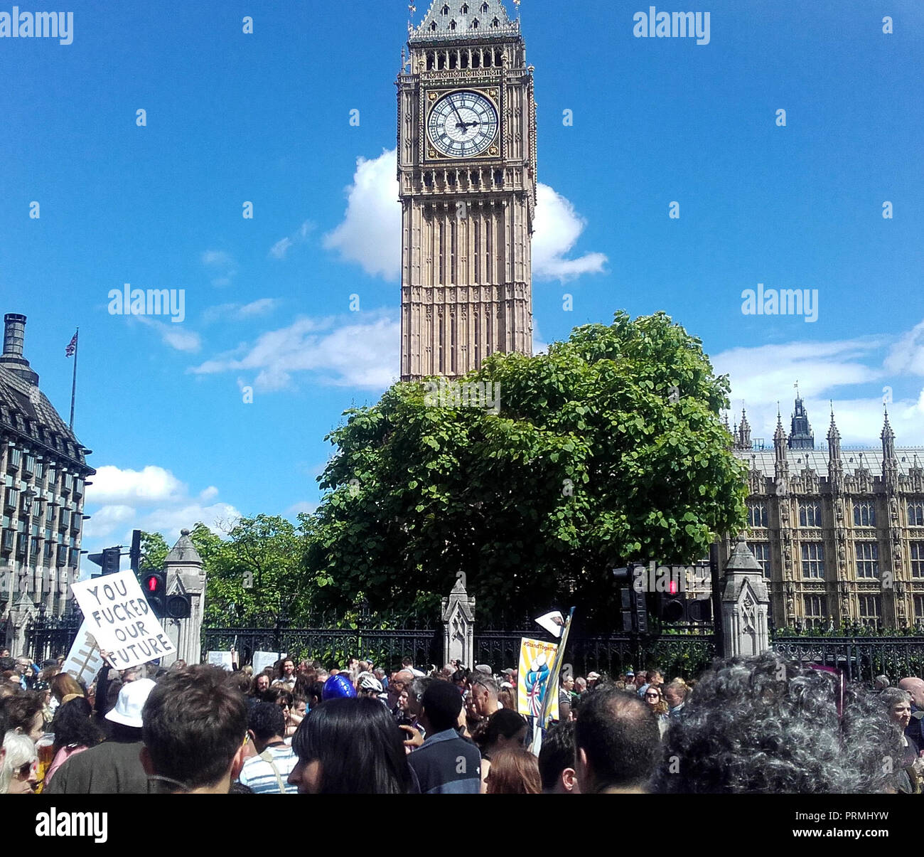 London UK, 2nd July 2016. 'March for Europe', Anti-Brexit protest. Protesters in Parliament square. Stock Photo