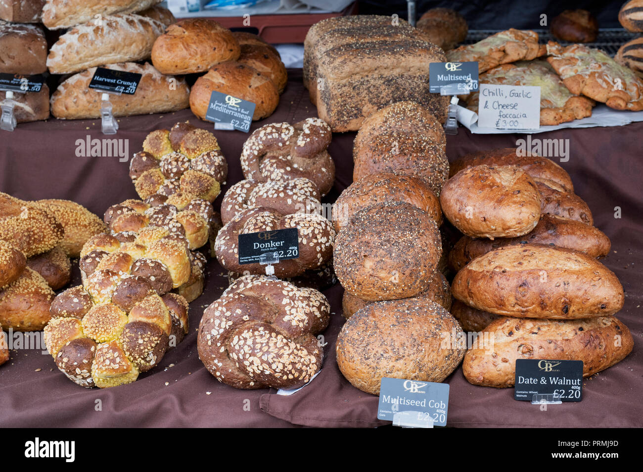 Artisan Breads for sale at the Thame food festival. Thame, Oxfordshire, England Stock Photo Alamy