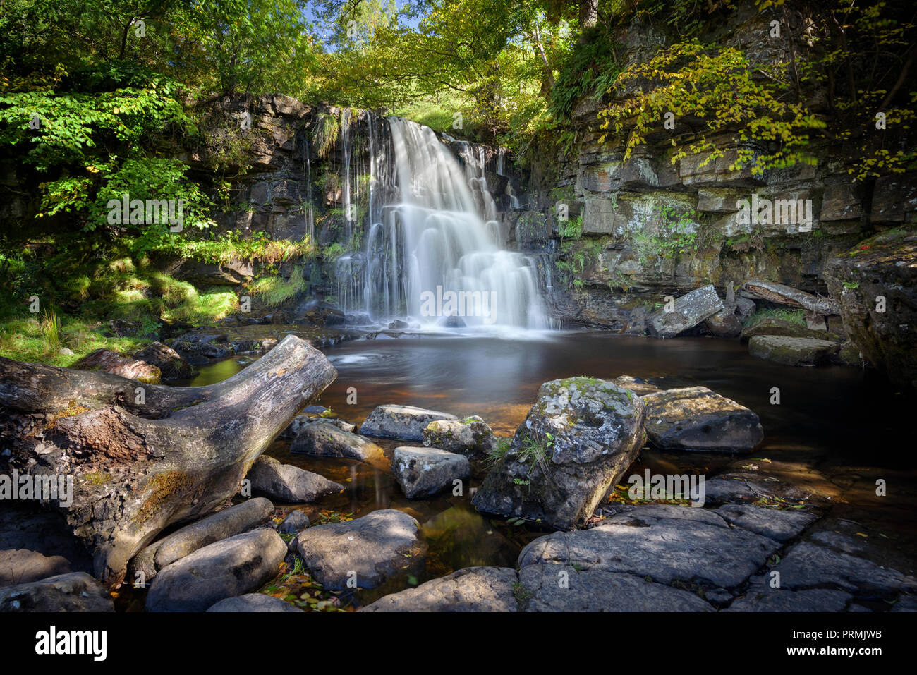 East Gill Force waterfall on the river Swale in Swaledale near the Pennine Way between Keld and Muker in the North Yorkshire Dales Stock Photo