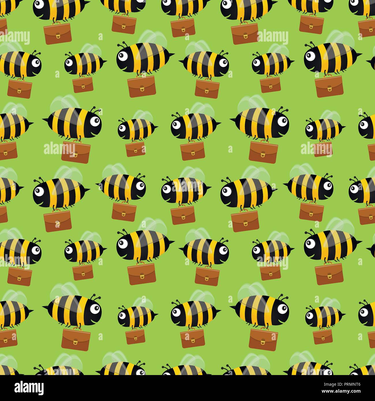 Bees with briefcases. Seamless pattern. Vector Stock Vector