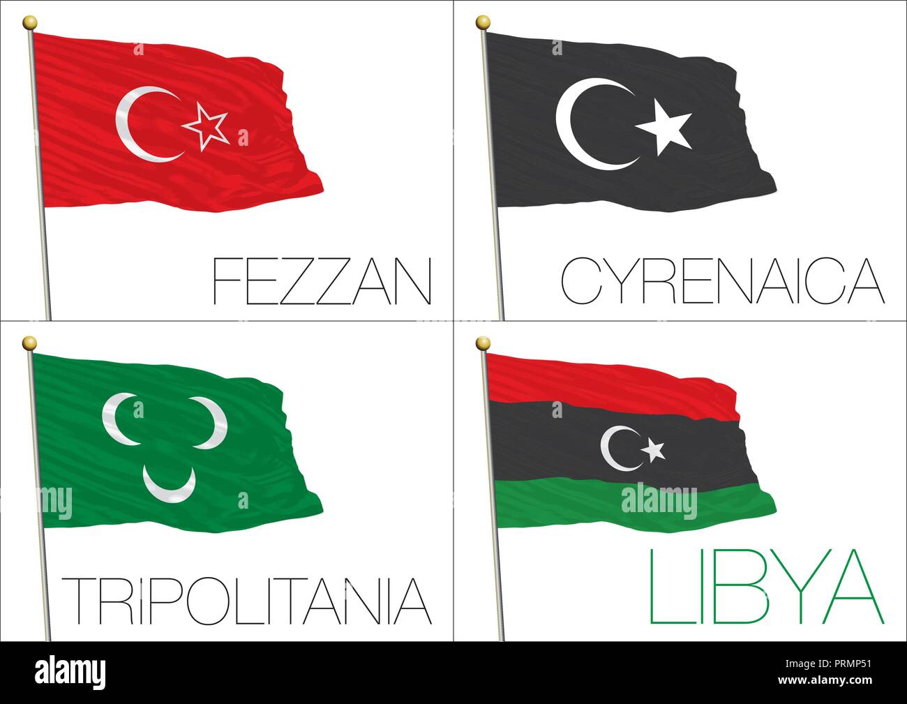 Libya regional flags, vector illustration Stock Vector