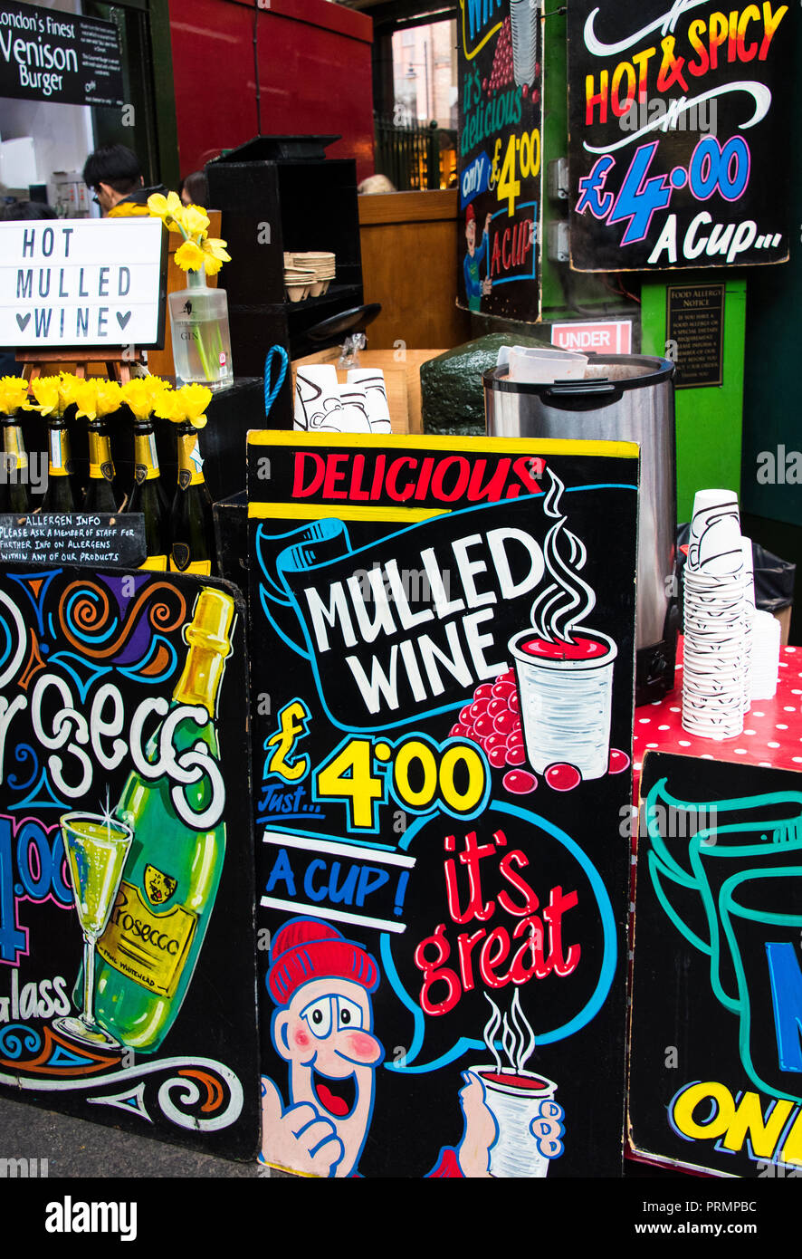 Mulled wine stall in the Borough Market, Southwark, London, England Stock Photo