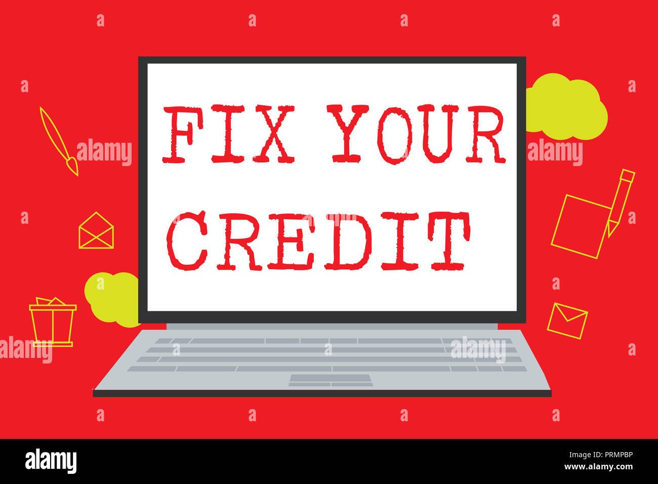 Text sign showing Fix Your Credit. Conceptual photo Keep balances low on credit cards and other credit. Stock Photo