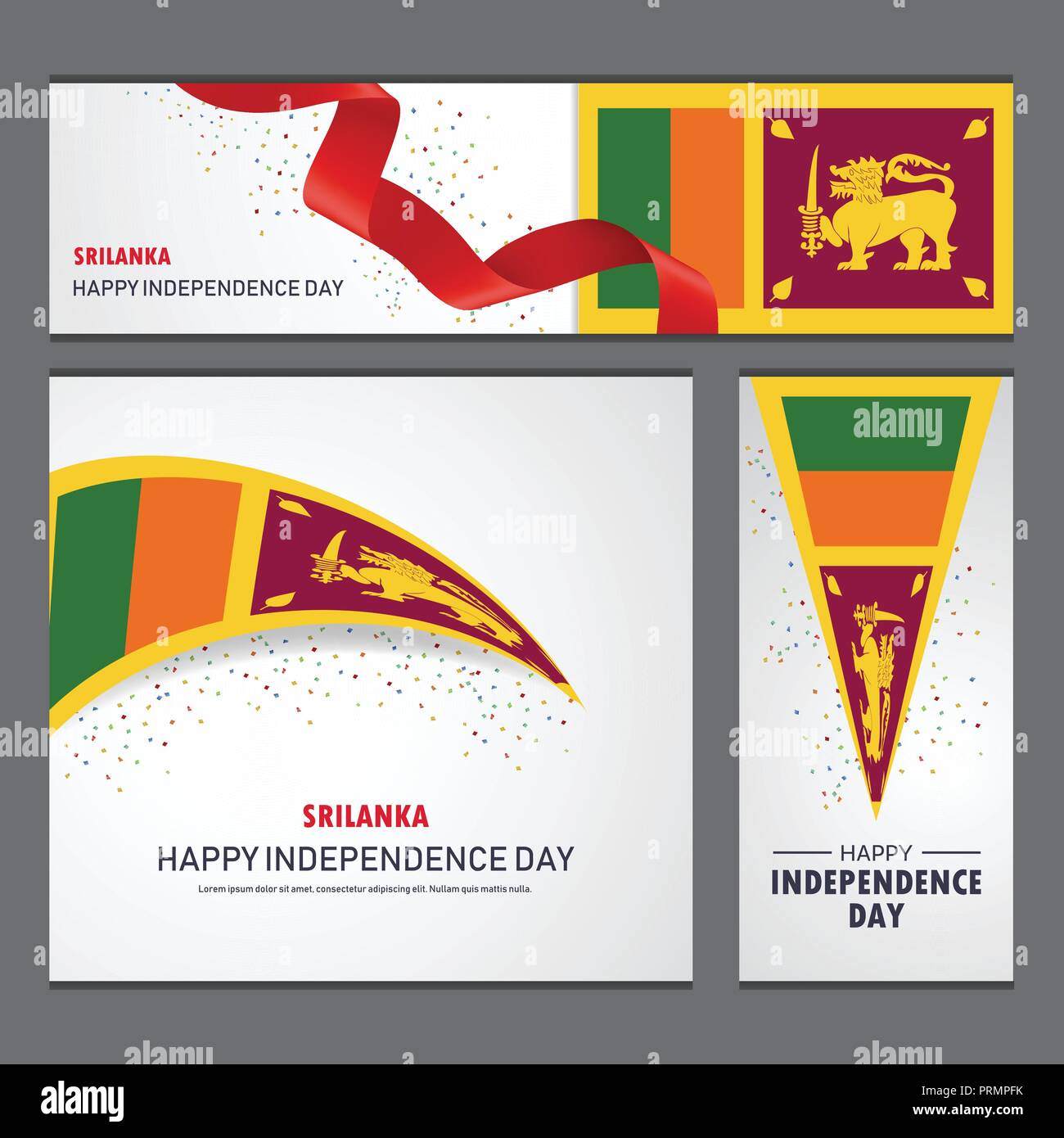 Happy Sri Lanka independence day Banner and Background Set Stock Vector ...