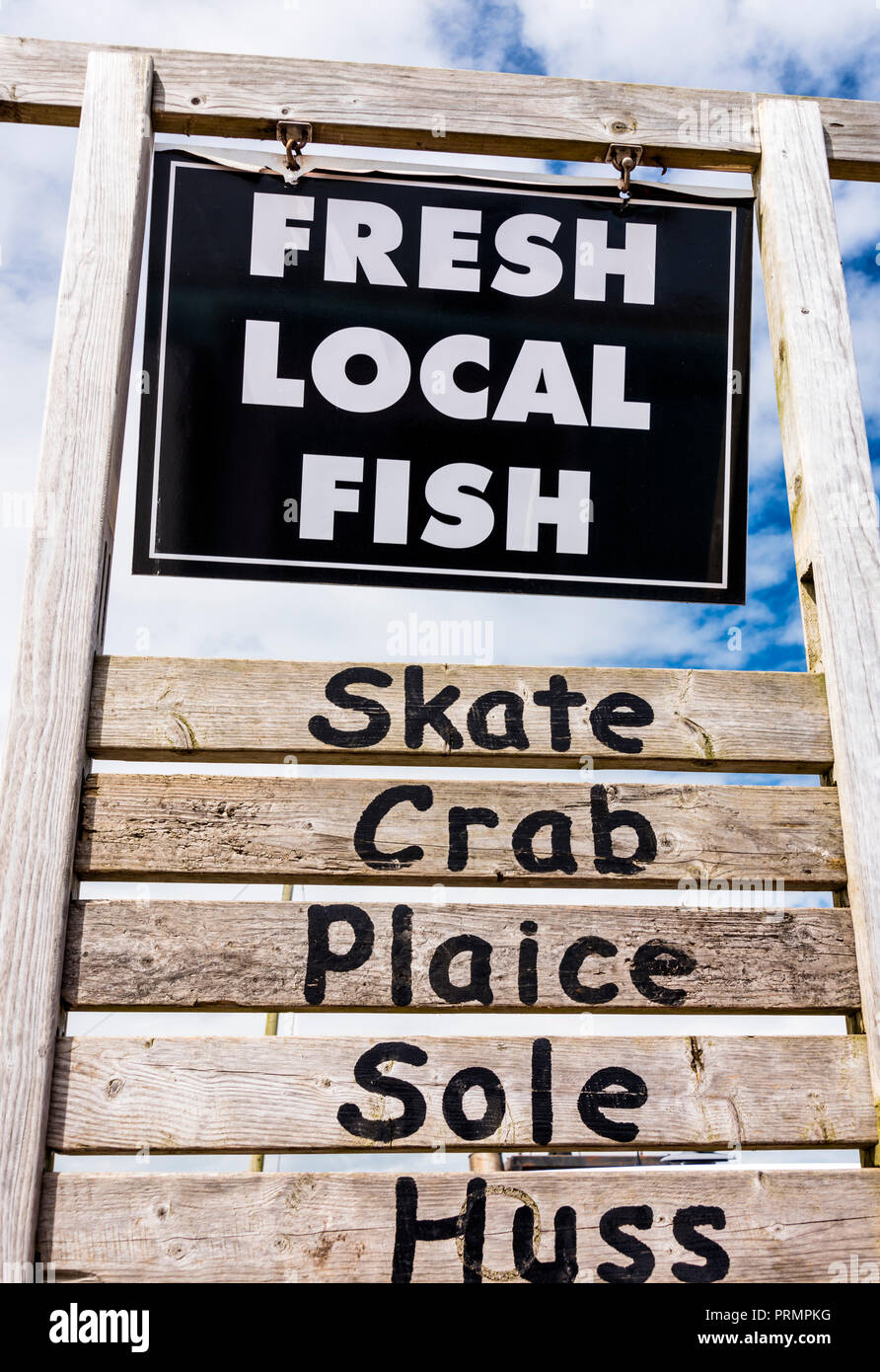A fish hut selling fresh seafood at Dungeness beach, Kent, England