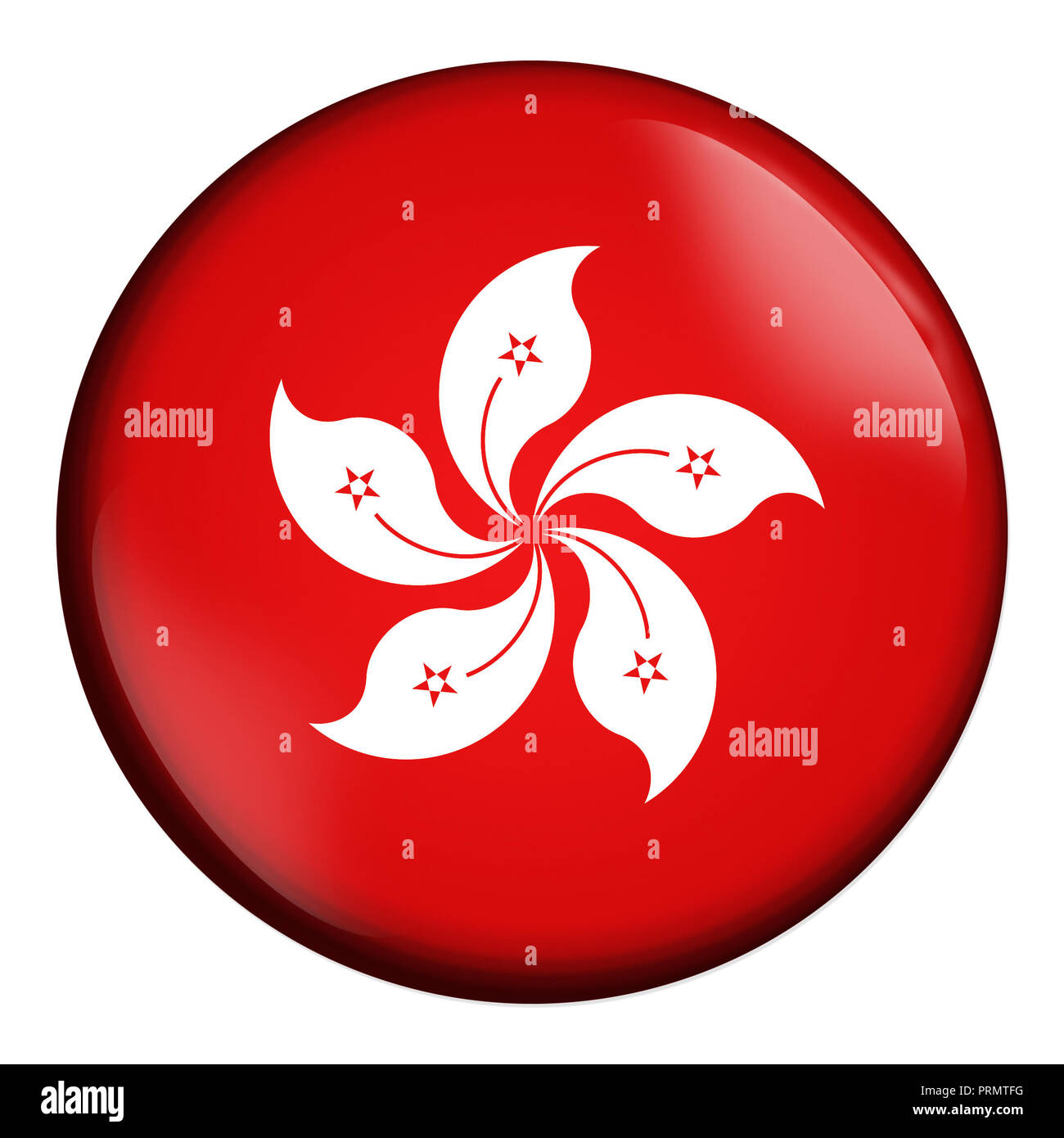 circle icon, flag of Hong Kong isolated on white background. Stock Photo