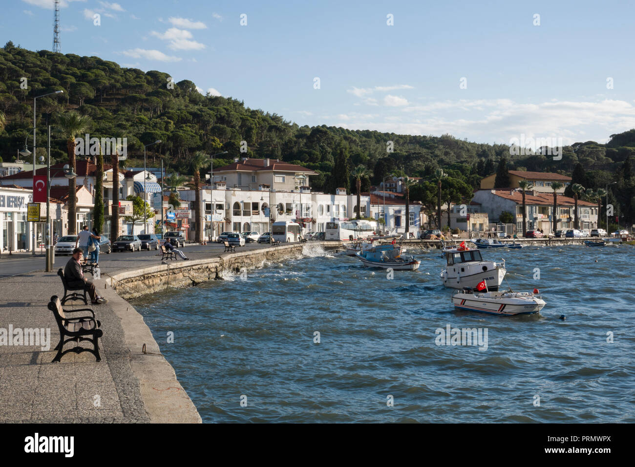 Scenic waterfront in Ayvalik on the Aegean coast, Turkey Stock Photo