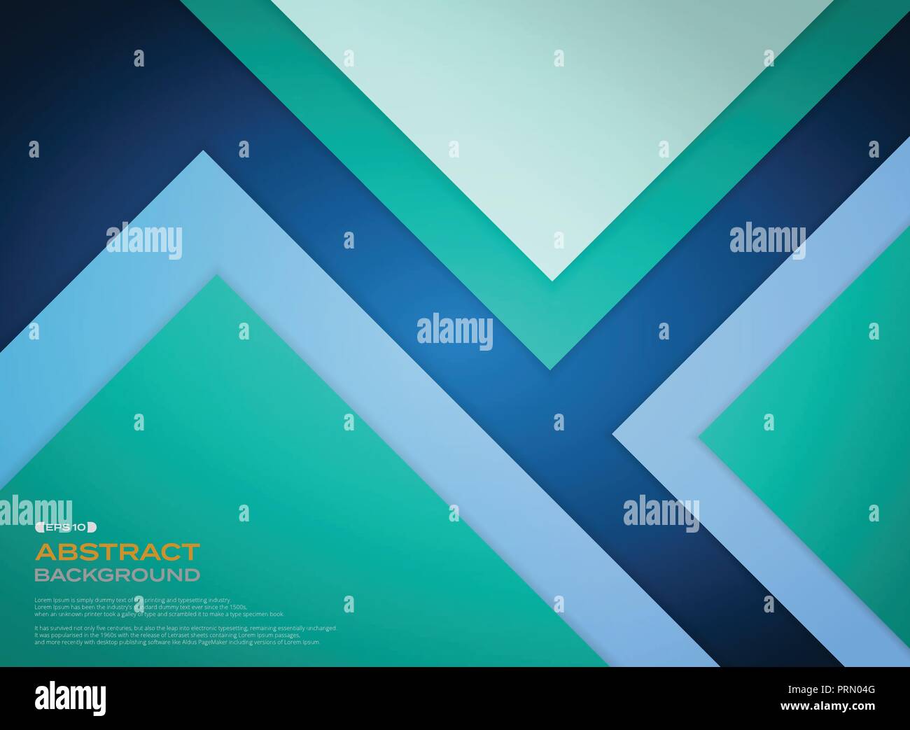 Gradient green blue paper cut background with shadow, vector eps10 Stock Vector