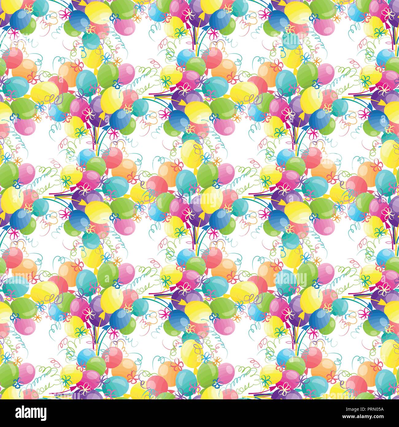 Happy Birthday Card with doodle hand drawn balloons. Vector pattern Stock Vector