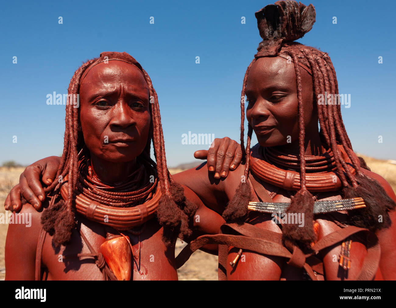 Himba Tribe Women Covered With Otjize Cunene Province Oncocua Angola