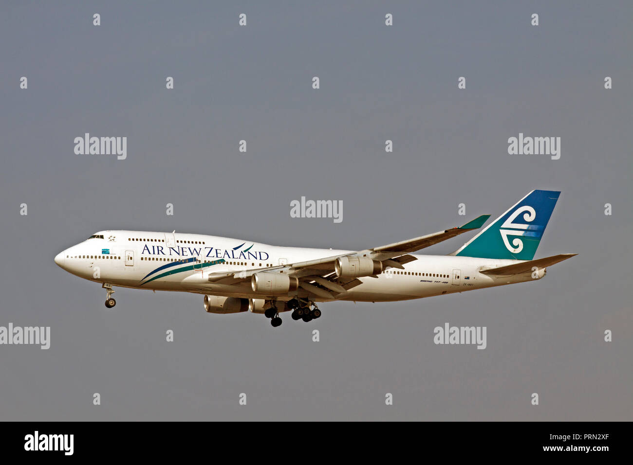 ZK-NBT Air New Zealand Boeing 747-419 landing at London Heathrow airport. Stock Photo