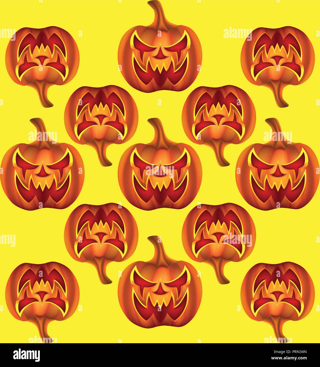 Seamless pattern with pumkins on background for halloween Stock Vector