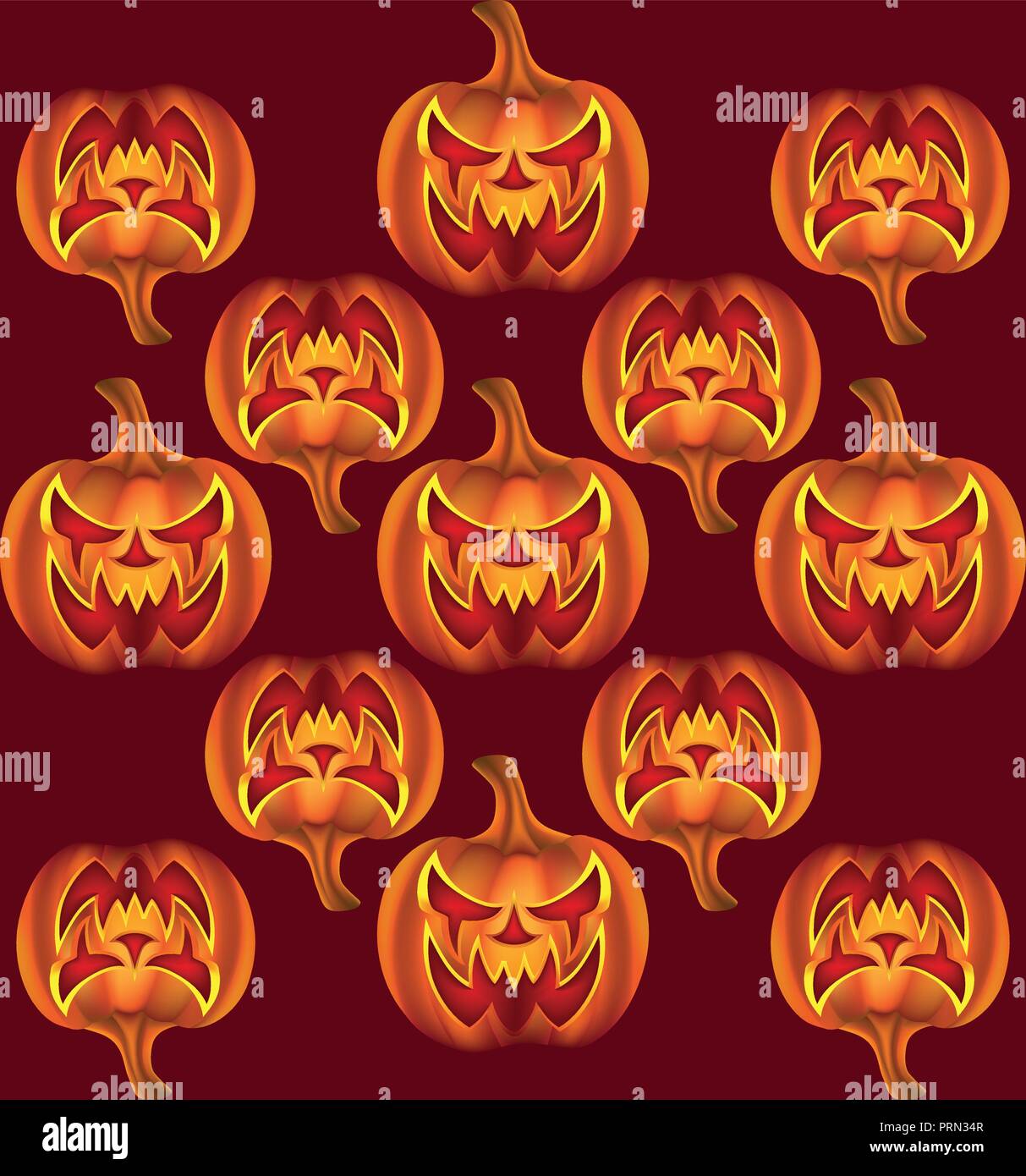 Seamless pattern with pumkins on background for halloween Stock Vector