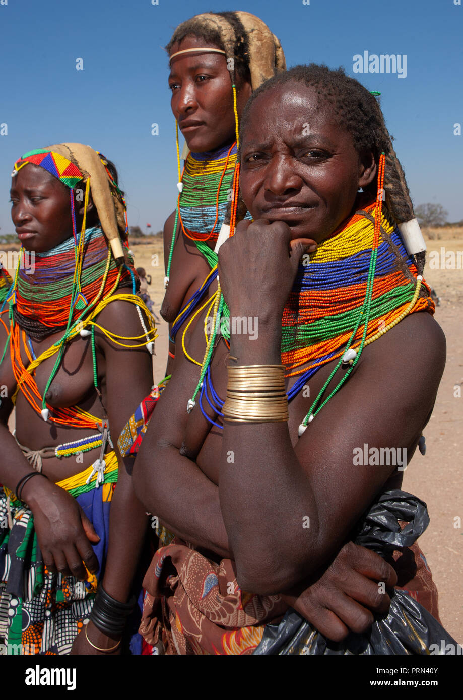 Mumuhuila tribe women, Huila Province, Chibia, Angola Stock Photo