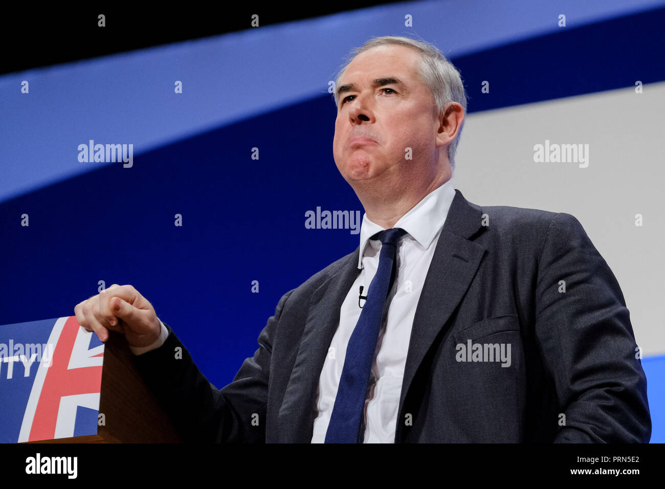Geoffrey Cox at the Conservative Party Conference on Wednesday 3 October 2018 held at ICC Birmingham , Birmingham . Pictured: Geoffrey Cox, Charles Geoffrey Cox QC. Picture by Julie Edwards. Stock Photo