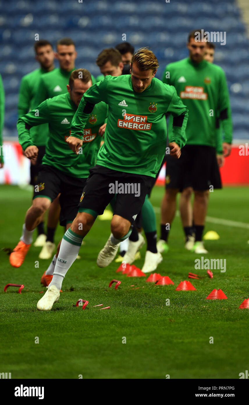 Glasgow, Scotland. Wednesday 3rd October 2018.   Rapid Wein club captain Stefan Schwab takes part in a team training session ahead of their Europa League Matchday 2 match against Glasgow Rangers at Ibrox Stadium, Glasgow, Scotland on Wednesday 3rd October 2018 2018.   Picture Andy Buchanan Credit: Andy Buchanan/Alamy Live News Stock Photo