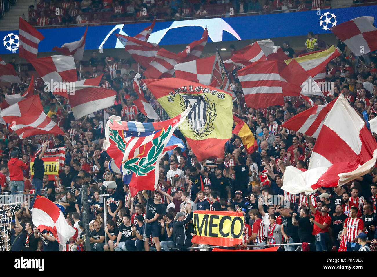 Club Brugge fans in the stands celebrate the result after the