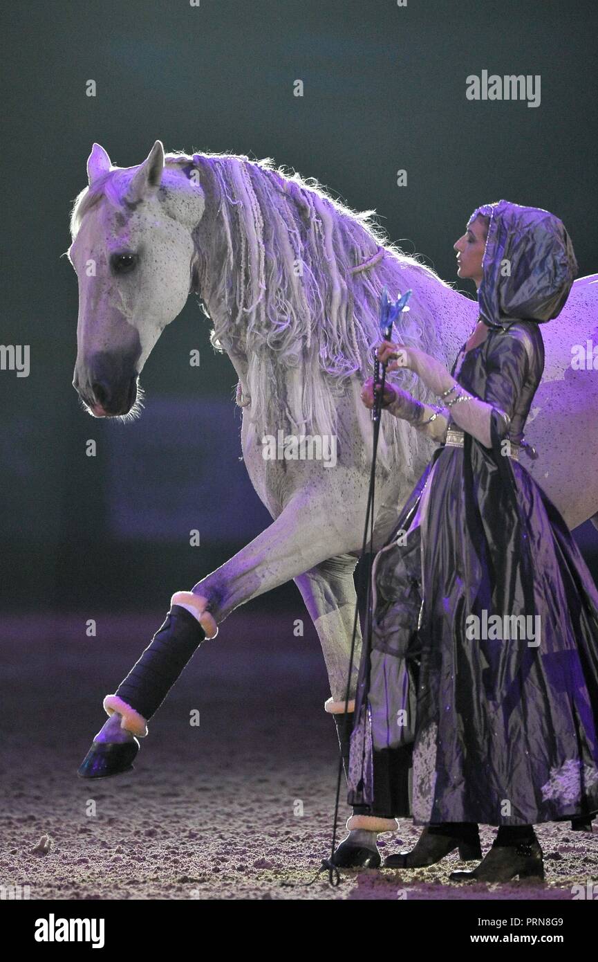 NEC Birmingham, UK. 3rd Oct 2018. Alizee Froment L'Espirit Equestre. Horse of the year show (HOYS). National Exhibition Centre (NEC). Birmingham. UK. 03/10/2018. Credit: Sport In Pictures/Alamy Live News Stock Photo