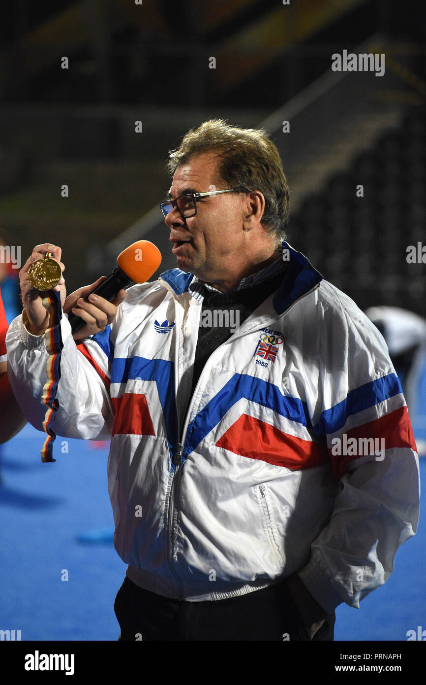 London, UK. 3rd October, 2018. Great Britain shows his Gold medal from