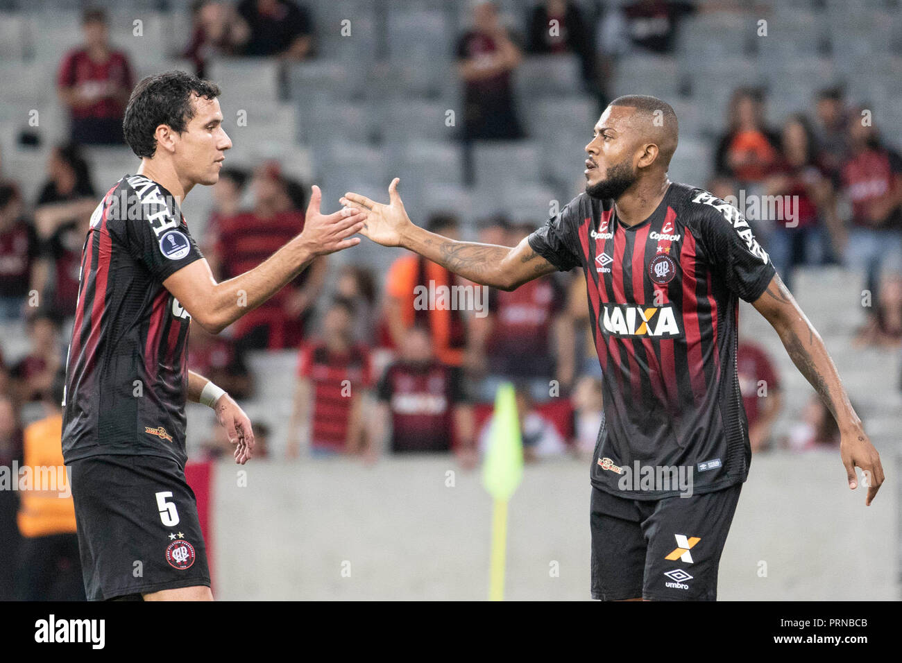 Pr Curitiba 03 10 2018 South American Cup 2018 Atlantico Pr X Caracas Ven Pablo And Marcelo Cirino Atletico Pr Players During A Match Against Caracas At Arena Da Baixada Stadium For