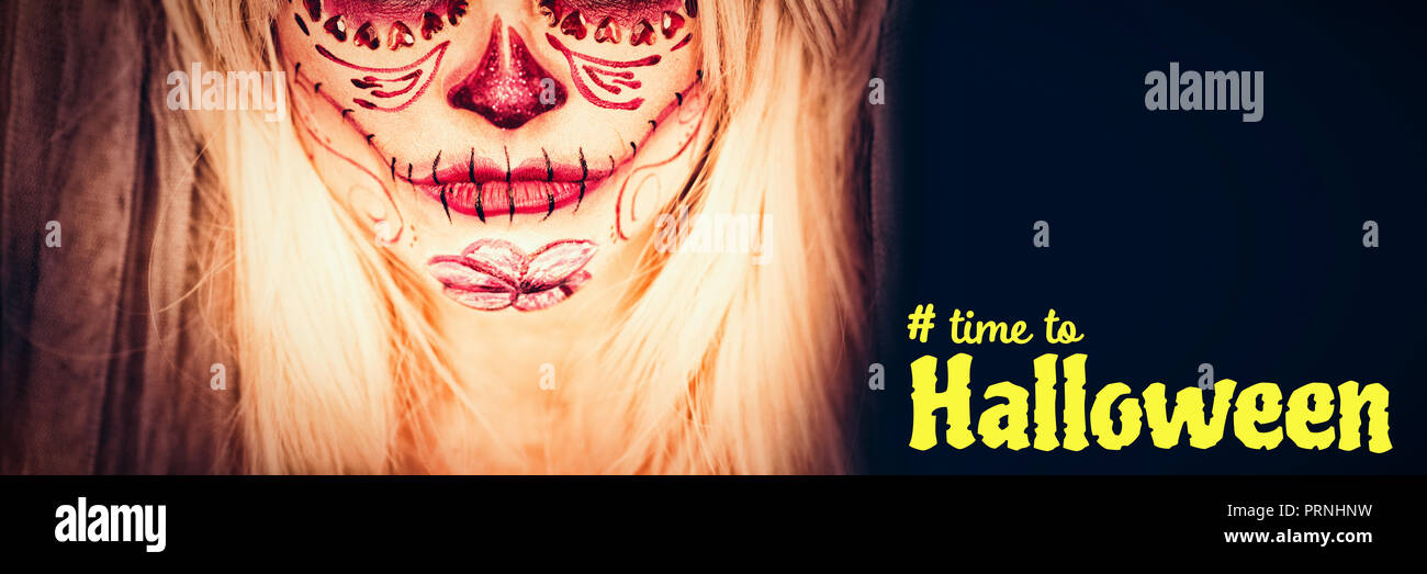 Composite image of digital image of time to halloween text Stock Photo