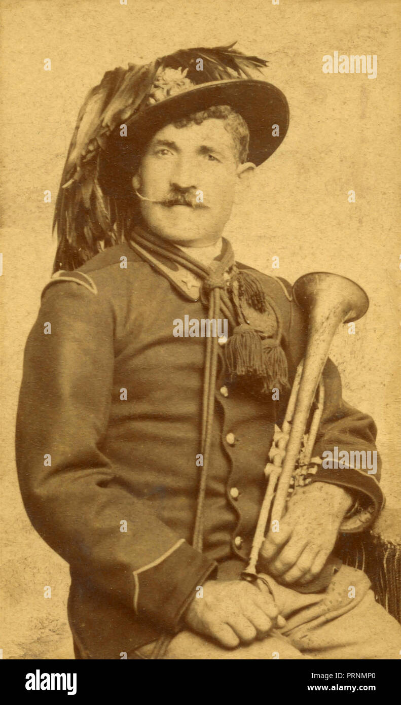 Sharpshooter with the trumpet, Italy 1880s Stock Photo