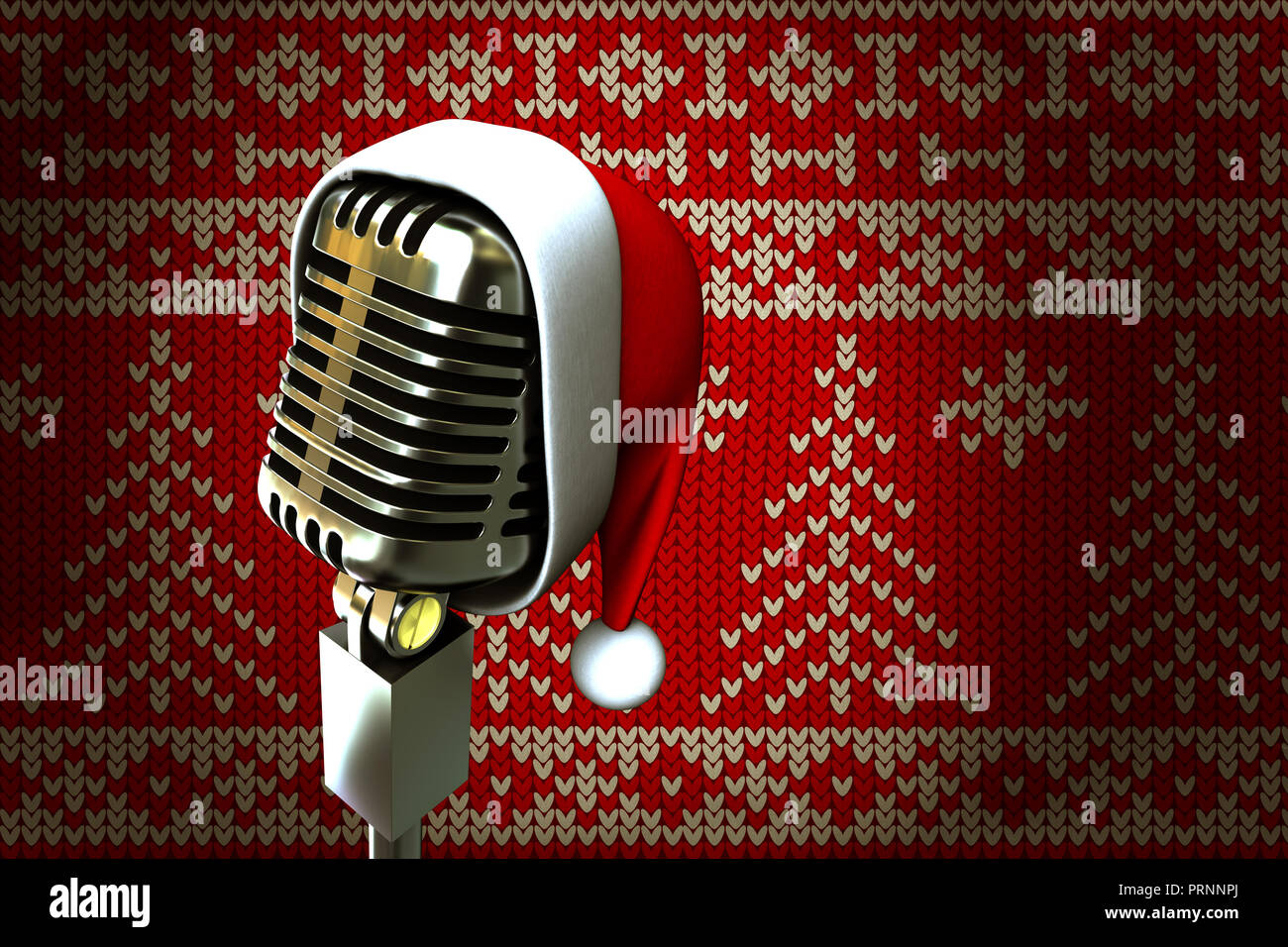 Composite image of retro microphone with santa hat Stock Photo