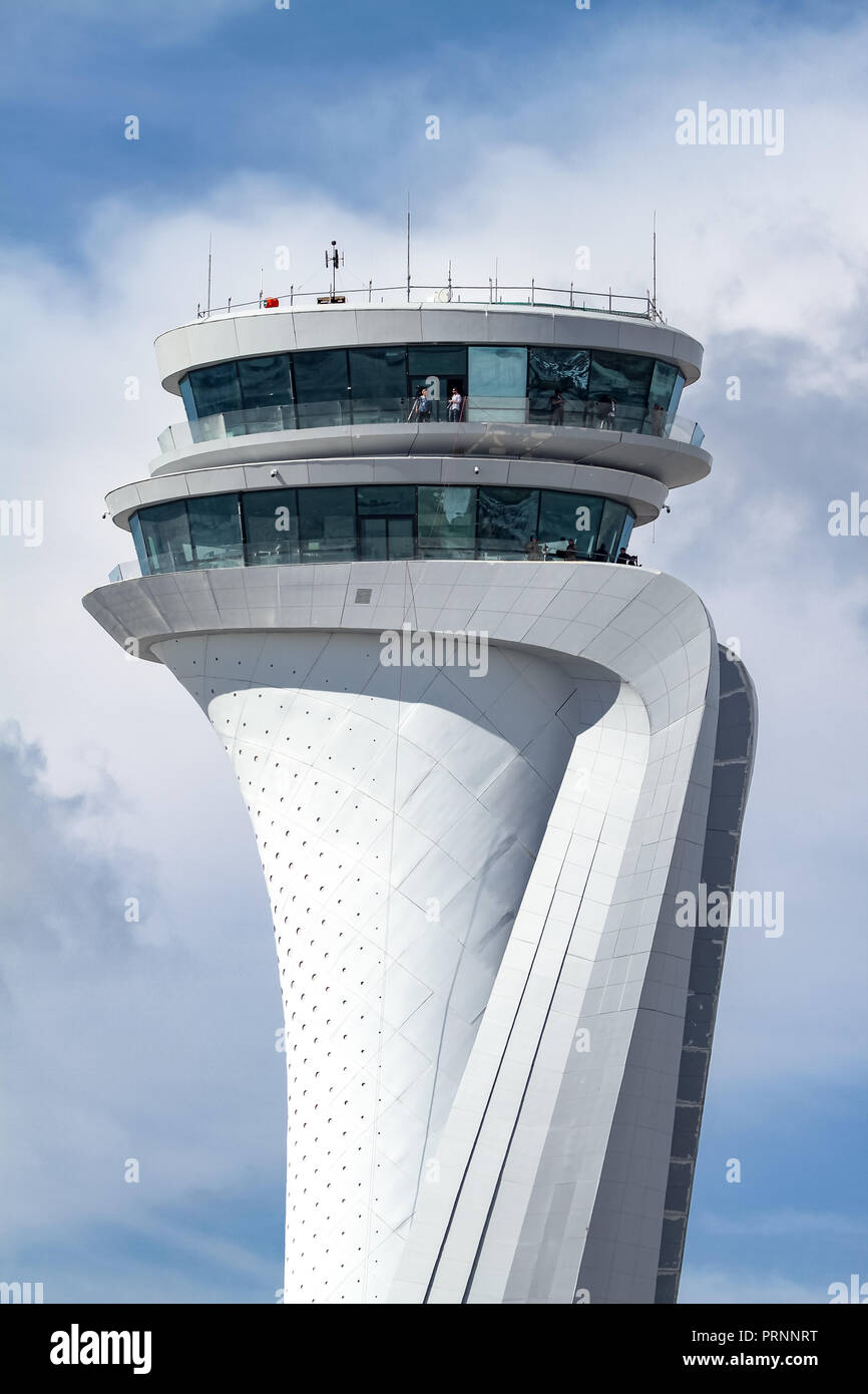 Air traffic control tower of Istanbul new Airport, Turkey Stock Photo