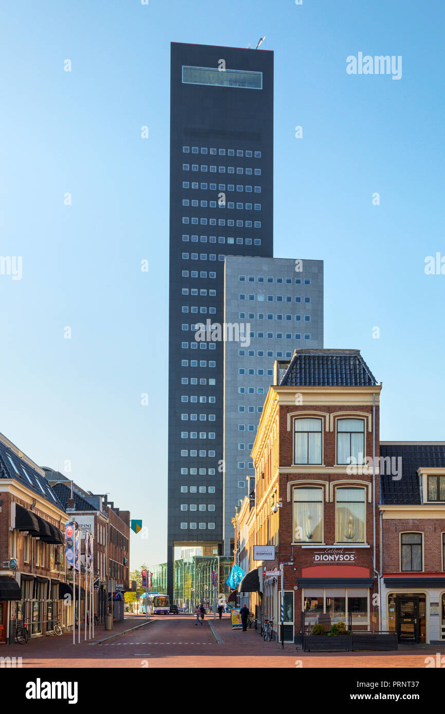 Achmeatoren skyscraper at Leeuwarden, The Netherlands. View from Wilhelminaplein square. Stock Photo