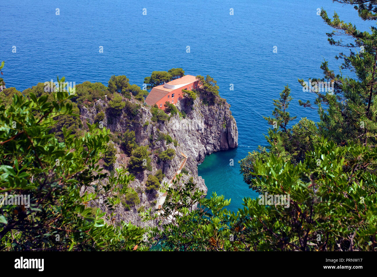 View on Villa Malaparte, Casa come me, Punta Masullo, Capri, island, Gulf of Naples, Campania, Italy Stock Photo