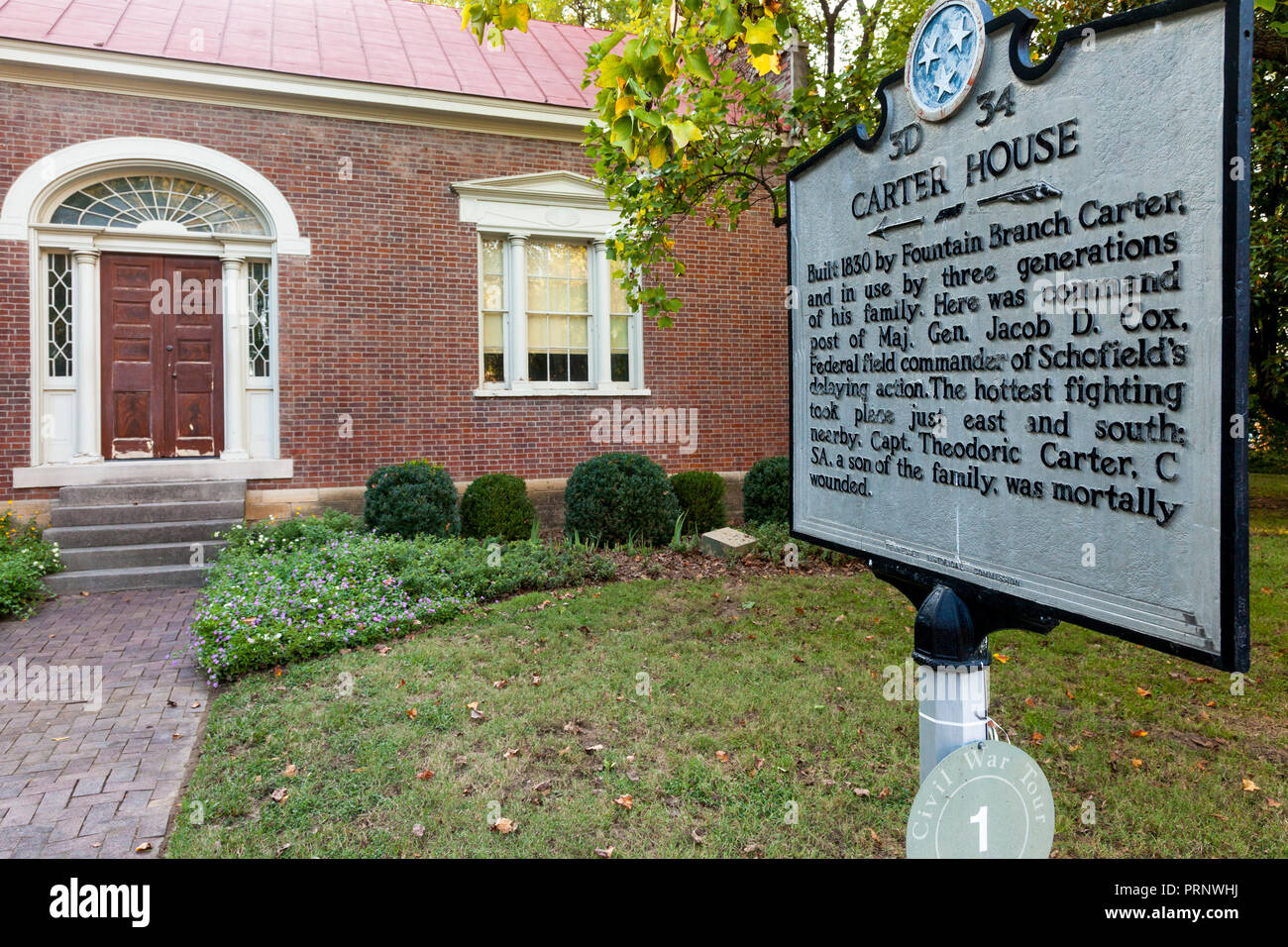 The Carter House site of the bloody Civil War Battle of Franklin (Nov