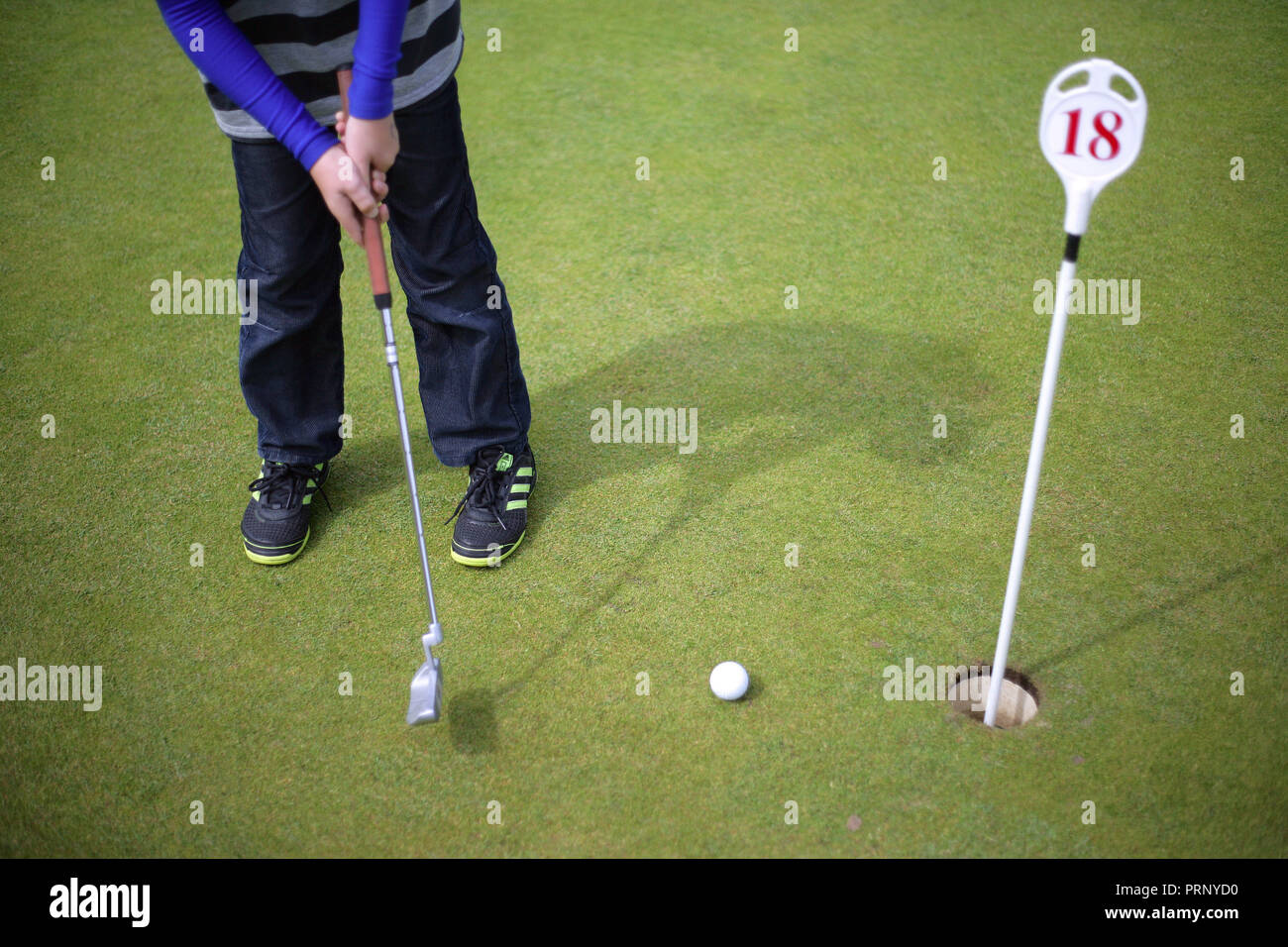 A Young Irish Golfer practices at Royal Portrush Golf Club in Portrush